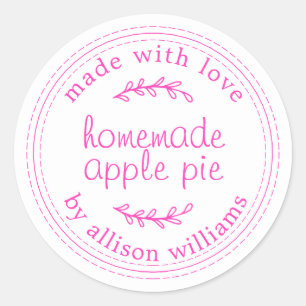 Rustige Homemade gebak artikelen Apple roze wit Ronde Sticker