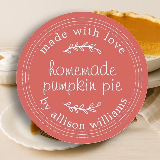 Rustige Homemade gebak artikelen pompoen Pie Red Ronde Sticker