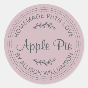 Rustige Homemade gebak Goederen Apple Pastel Paars Ronde Sticker