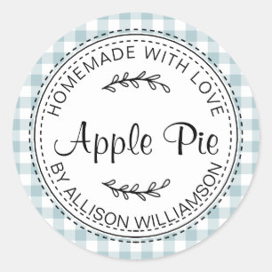 Rustige Homemade gebak Goederen Apple Pie Blue Che Ronde Sticker