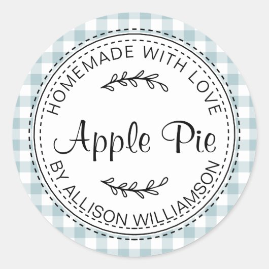 Rustige Homemade gebak Goederen Apple Pie Blue Che Ronde Sticker (Voorkant)