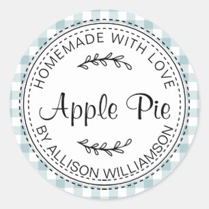 Rustige Homemade gebak Goederen Apple Pie Blue Che Ronde Sticker