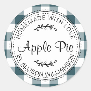 Rustige Homemade gebak Goederen Apple Pie Blue Che Ronde Sticker