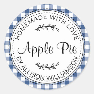 Rustige Homemade gebak Goederen Apple Pie Blue Che Ronde Sticker