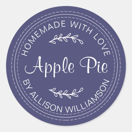 Rustige Homemade gebak Goederen Apple Pie Blue Ronde Sticker (Voorkant)