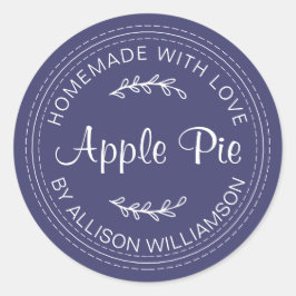 Rustige Homemade gebak Goederen Apple Pie Blue Ronde Sticker