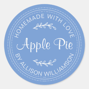 Rustige Homemade gebak Goederen Apple Pie Blue Ronde Sticker