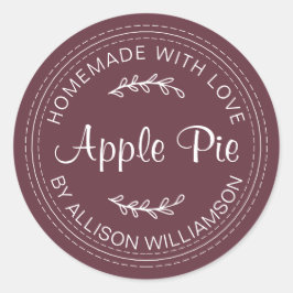 Rustige Homemade gebak Goederen Apple Pie Burgundy Ronde Sticker