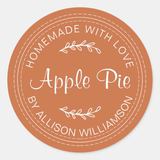 Rustige Homemade gebak Goederen Apple Pie Burnt Si Ronde Sticker (Voorkant)