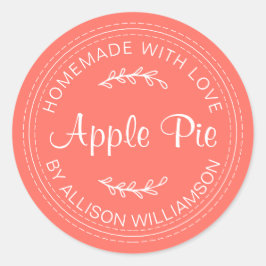 Rustige Homemade gebak Goederen Apple Pie Coral Ronde Sticker
