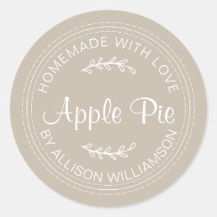 Rustige Homemade gebak Goederen Apple Pie Gray Ronde Sticker