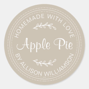 Rustige Homemade gebak Goederen Apple Pie Gray Ronde Sticker