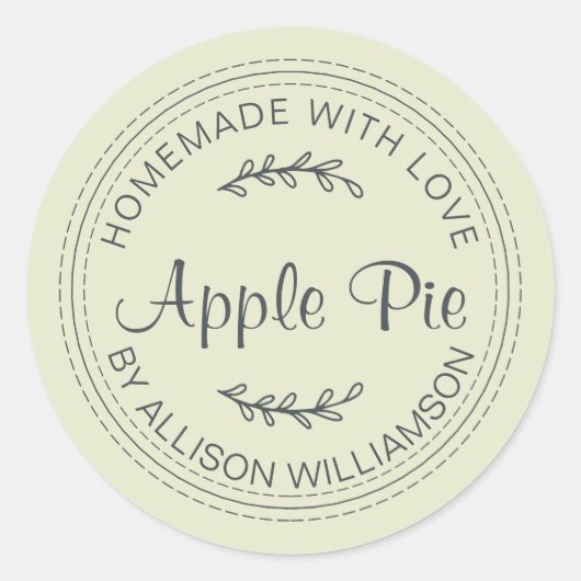 Rustige Homemade gebak Goederen Apple Pie Green Ronde Sticker (Voorkant)