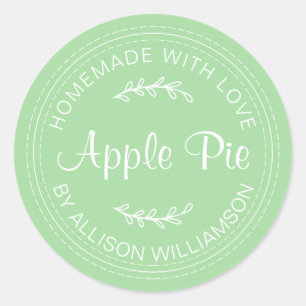 Rustige Homemade gebak Goederen Apple Pie Green Ronde Sticker