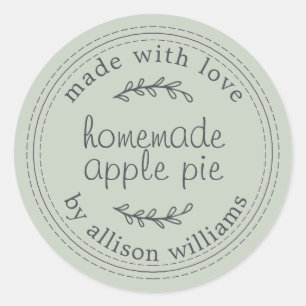 Rustige Homemade gebak Goederen Apple Pie Green Ronde Sticker