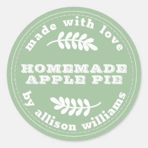 Rustige Homemade gebak Goederen Apple Pie Green Ronde Sticker
