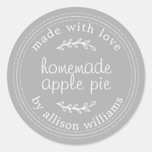 Rustige Homemade gebak Goederen Apple Pie Grey Ronde Sticker
