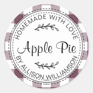 Rustige Homemade gebak Goederen Apple Pie Paarse C Ronde Sticker