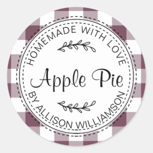 Rustige Homemade gebak Goederen Apple Pie Paarse C Ronde Sticker