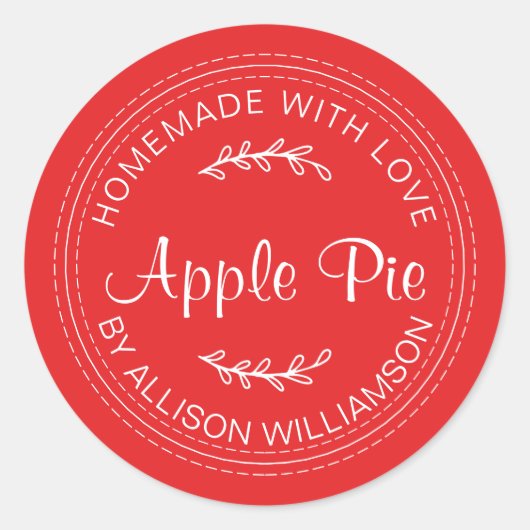 Rustige Homemade gebak Goederen Apple Pie Red Ronde Sticker (Voorkant)