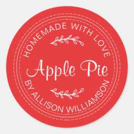 Rustige Homemade gebak Goederen Apple Pie Red Ronde Sticker