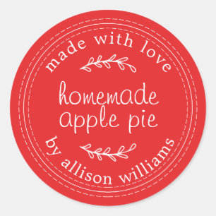 Rustige Homemade gebak Goederen Apple Pie Red Ronde Sticker