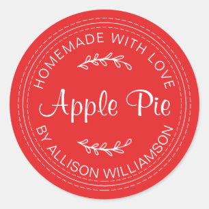 Rustige Homemade gebak Goederen Apple Pie Red Ronde Sticker