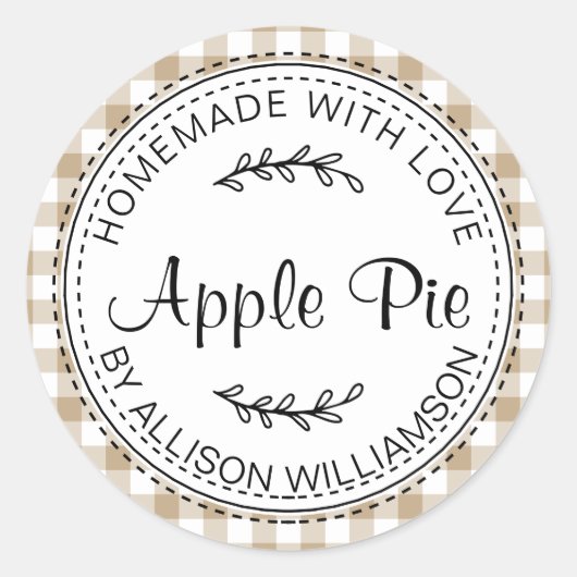 Rustige Homemade gebak Goederen Apple Pie Sand Che Ronde Sticker (Voorkant)