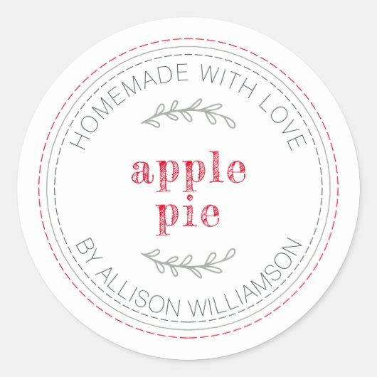 Rustige Homemade gebak Goederen Apple Pie White Ronde Sticker (Voorkant)