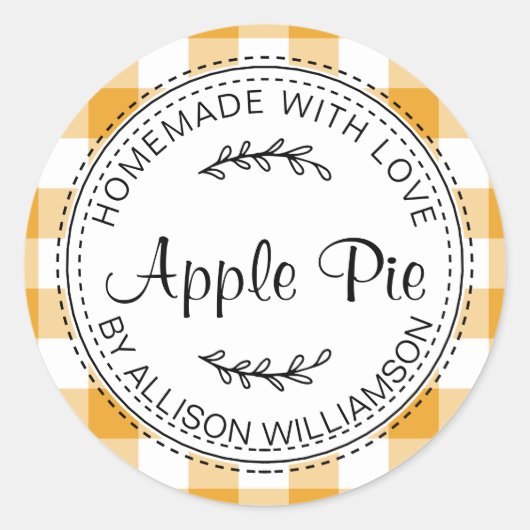 Rustige Homemade gebak Goederen Apple Pie Yellow C Ronde Sticker (Voorkant)