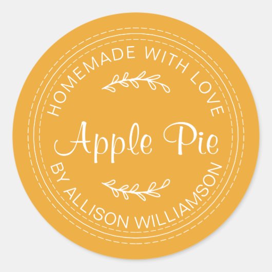 Rustige Homemade gebak Goederen Apple Pie Yellow Ronde Sticker (Voorkant)