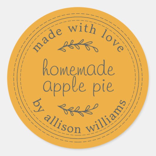 Rustige Homemade gebak Goederen Apple Pie Yellow Ronde Sticker (Voorkant)