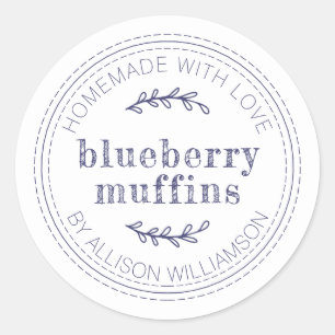 Rustige Homemade gebak Goederen Blueberry Muffins Ronde Sticker
