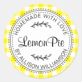 Rustige Homemade gebak Goederen gele cheque Ronde Sticker