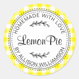 Rustige Homemade gebak Goederen gele cheque Ronde Sticker