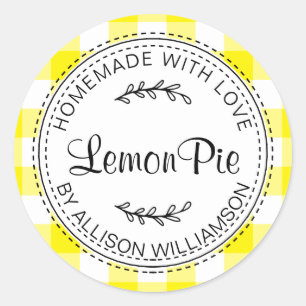 Rustige Homemade gebak Goederen gele cheque Ronde Sticker