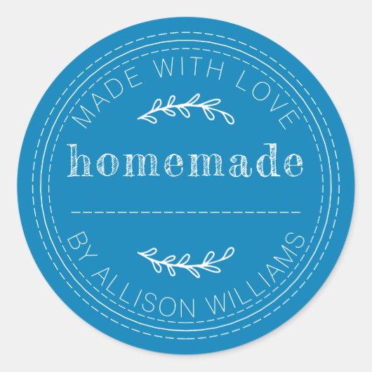 Rustige Homemade gebak Goederen Jam Can Bright Blu Ronde Sticker (Voorkant)