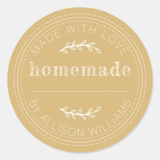 Rustige Homemade gebak Goederen Jam Can Gold Yello Ronde Sticker (Voorkant)