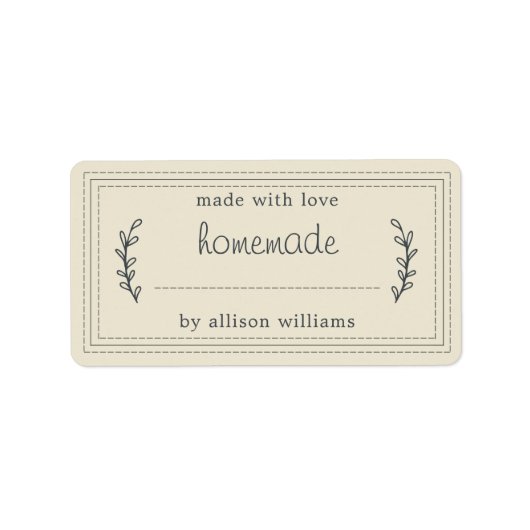 Rustige Homemade gebak Goederen Jam kan wit Antiek Etiket (Voorkant)