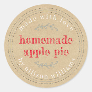 Rustige Homemade gebak Goods Apple Pie Kraft Paper Ronde Sticker