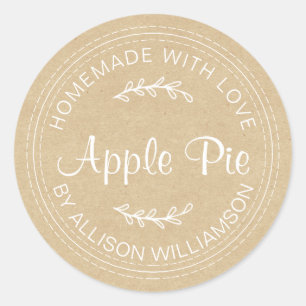 Rustige Homemade gebak Goods Apple Pie Kraft Paper Ronde Sticker