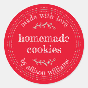 Rustige Homemade gebak Goods Cookies Red Ronde Sticker