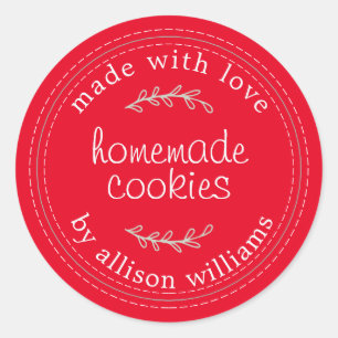 Rustige Homemade gebak Goods Cookies Red Ronde Sticker
