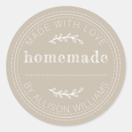 Rustige Homemade gebak Goods Jam Can Grey Ronde Sticker