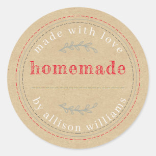Rustige Homemade gebak Goods Jam Can Kraft Paper Ronde Sticker