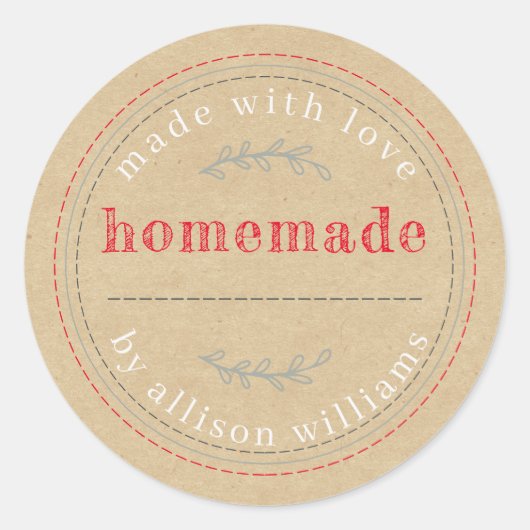 Rustige Homemade gebak Goods Jam Can Kraft Paper Ronde Sticker