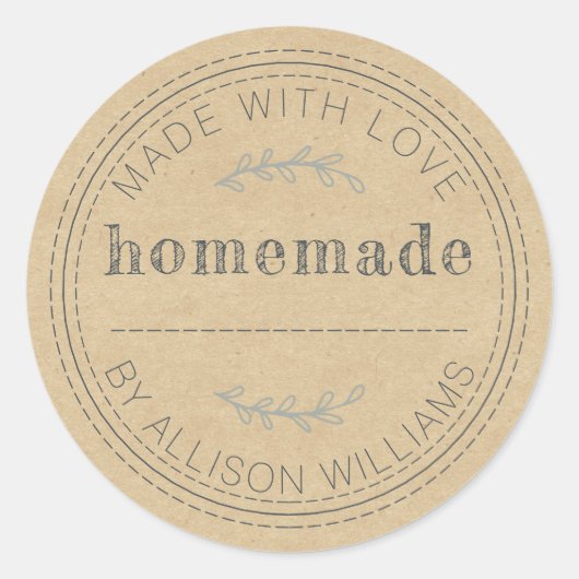 Rustige Homemade gebak Goods Jam Can Kraft Paper Ronde Sticker (Voorkant)