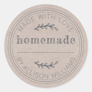 Rustige Homemade gebak Goods Jam Can Kraft Paper Ronde Sticker