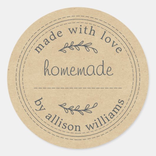 Rustige Homemade gebak Goods Jam Can Kraft Paper Ronde Sticker (Voorkant)