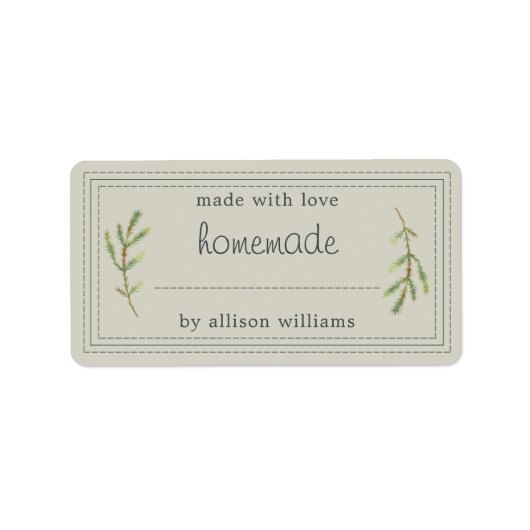 Rustige Homemade gebak Goods Jam Can Silver Green Etiket (Voorkant)